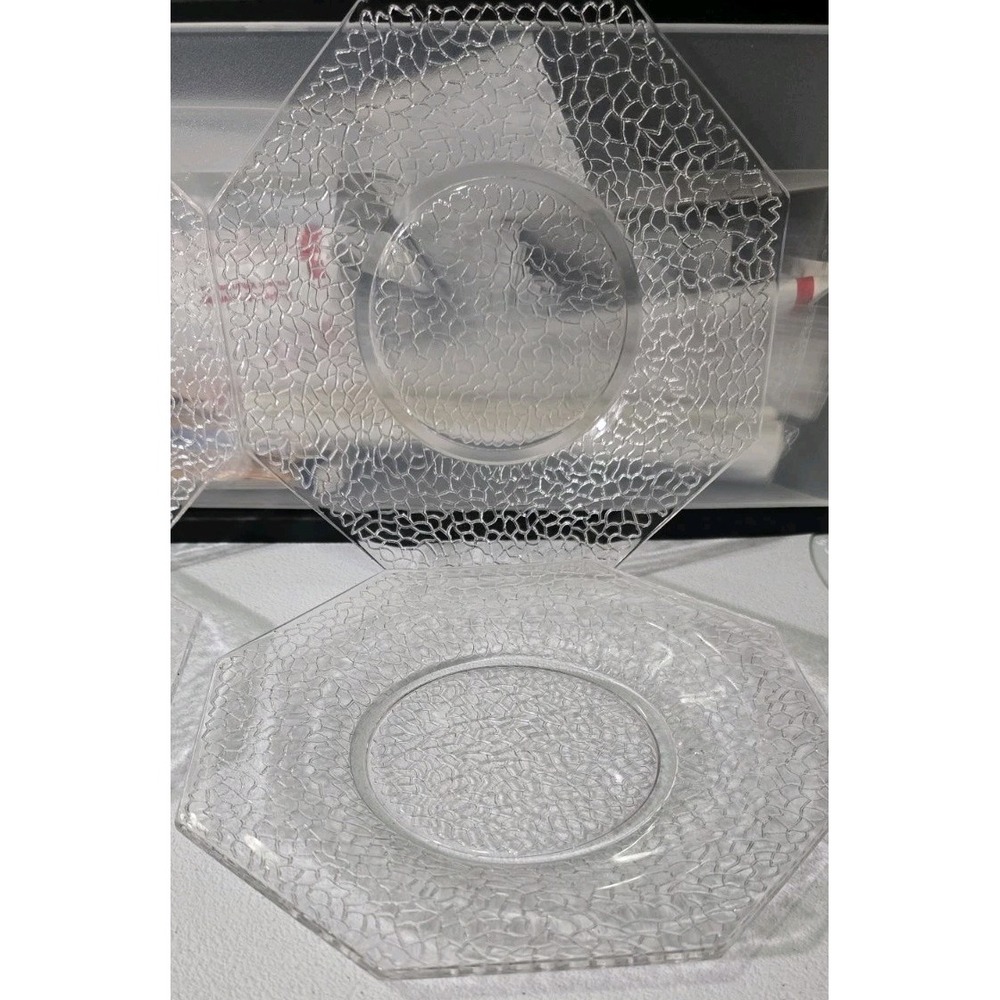 VTG Le Smith By Cracky Uranium/Vaseline Glass Plates 8" X's 4 - Picture 2 of 5
